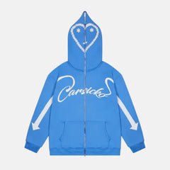 Carsicko Love Spread Zip-up Hoodie - Blue