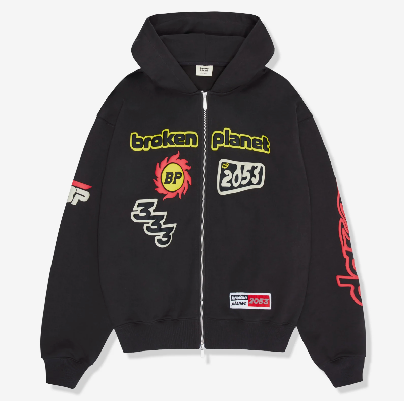 Broken Planet Performance Zip-Up Soot Black Hoodie