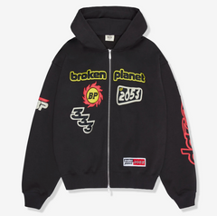Broken Planet Performance Zip-Up Soot Black Hoodie