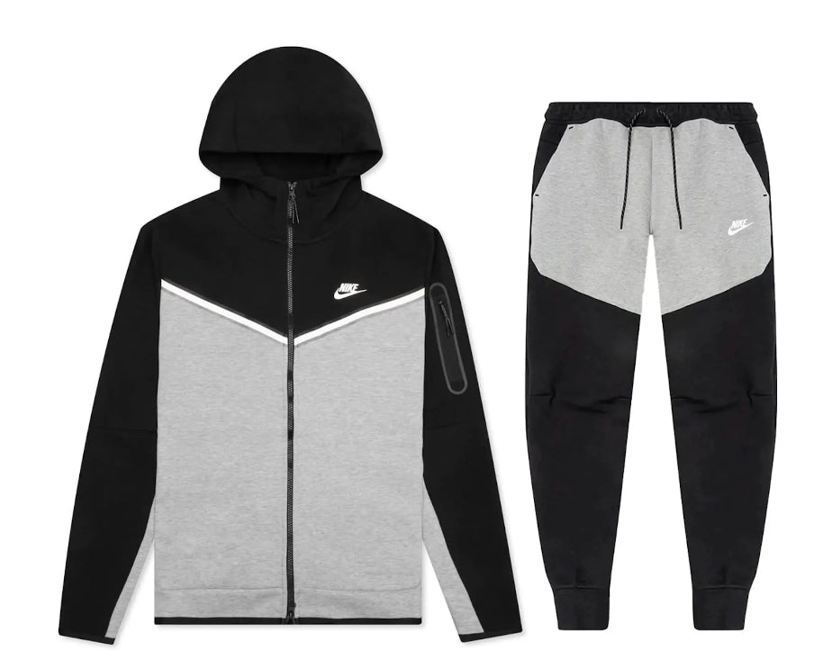 Nike Tech Fleece Tracksuit - Black/Dark Grey Heather/White
