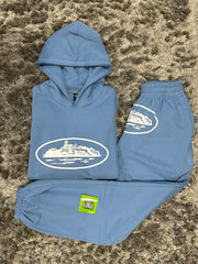 Corteiz Alcatraz Hooded Tracksuit - Baby Blue/White