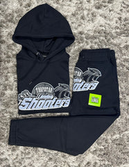 Trapstar London Shooters Hooded Tracksuit - Black/Sky Blue