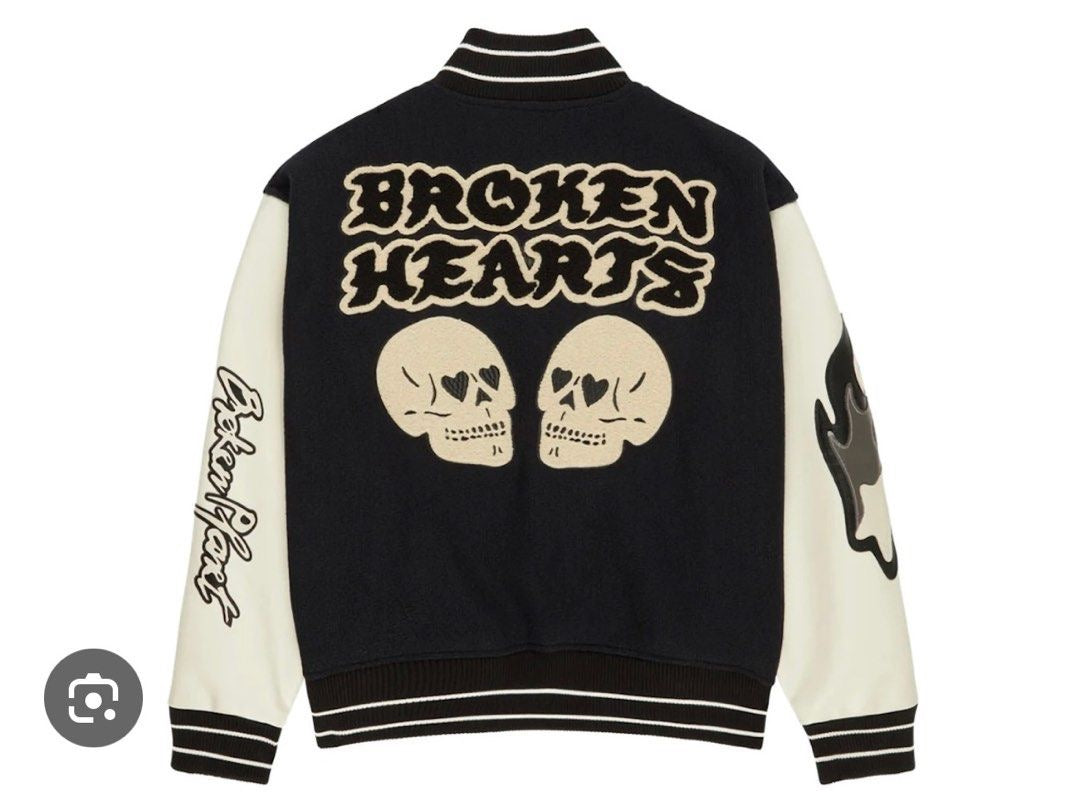 BROKEN PLANET VARSITY JACKET BLACK/WHITE