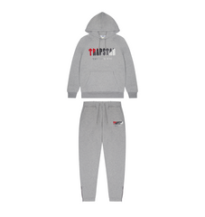 Trapstar Chenille Decoded Hooded Tracksuit - Grey/Red