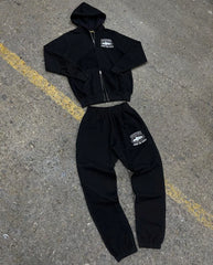 Corteiz Alcatraz Full Zip-up Hooded Tracksuit - Black/White