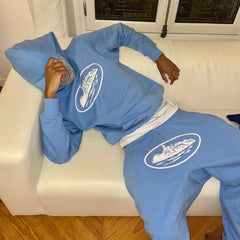 Corteiz Alcatraz Hooded Tracksuit - Baby Blue/White