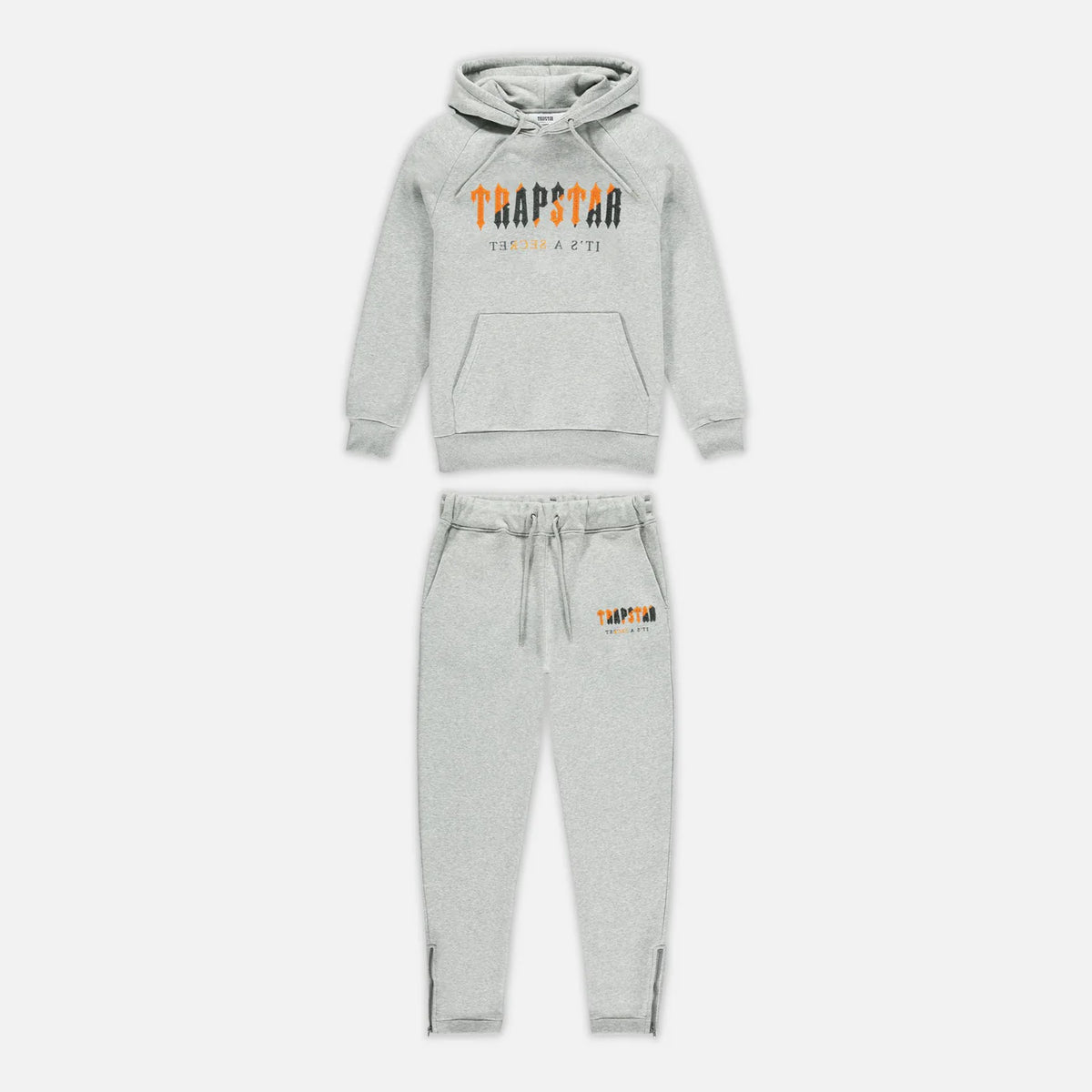 Trapstar Chenille Decoded Hooded Tracksuit - Grey/Orange