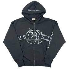 Outer Space Broken Planet Market Zip Up Hoodie - Black