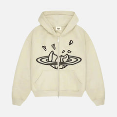 Broken Planet Market Zip Up Hoodie - Bone White